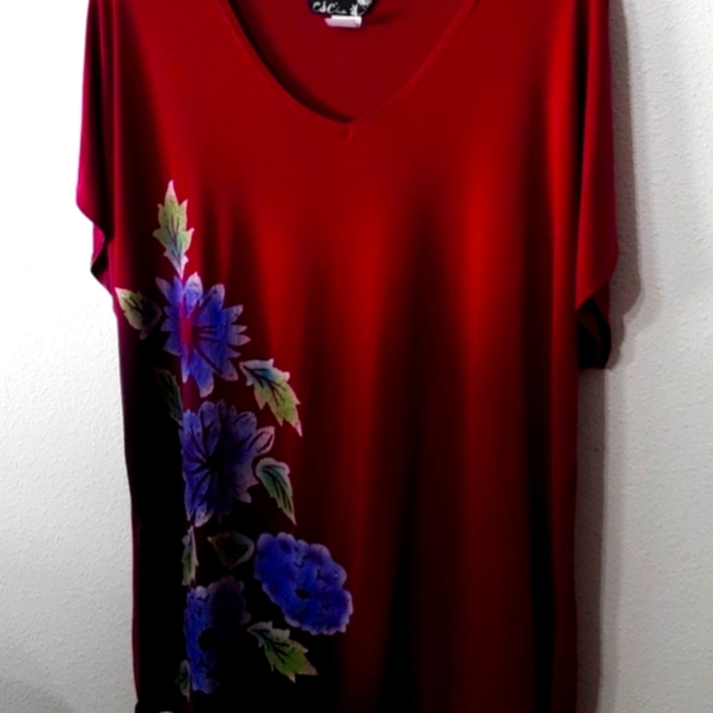 CSC STUDIO 2 piece tunic, pants purple, burgandy preowned size XL